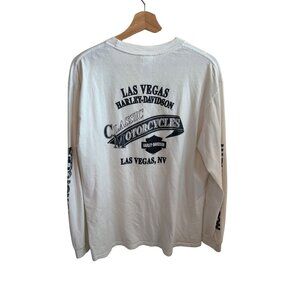 Harley Davidson Las Vegas Long Sleeve White Tshirt Men's Size L Motorcycle Tee